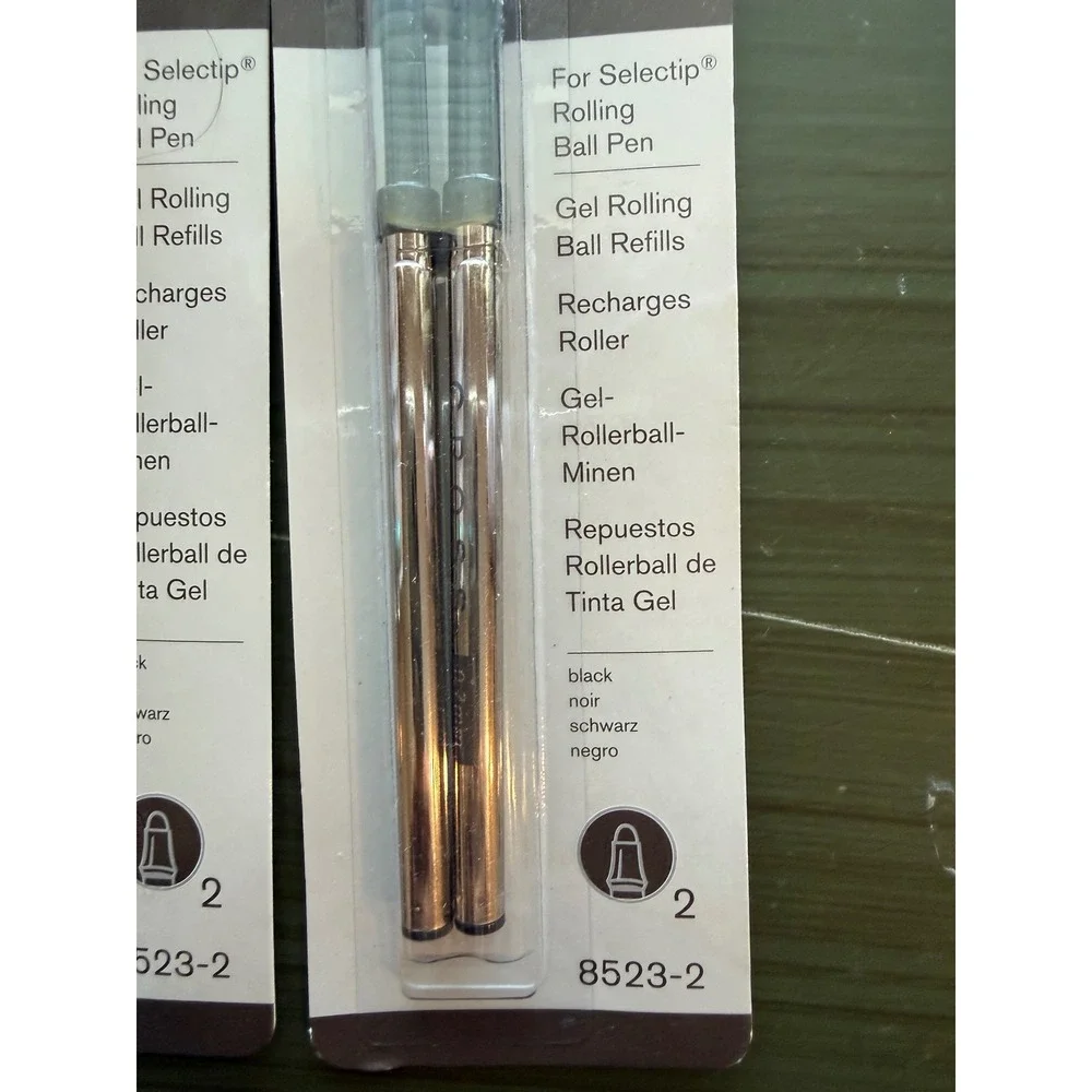 2 - 2 Pack CROSS Selectip‎ Rolling Ball Pen Gel Refills Black Ink 8523-2